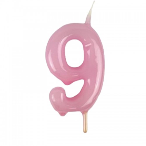 Vela Número 9 Rosa Pastel